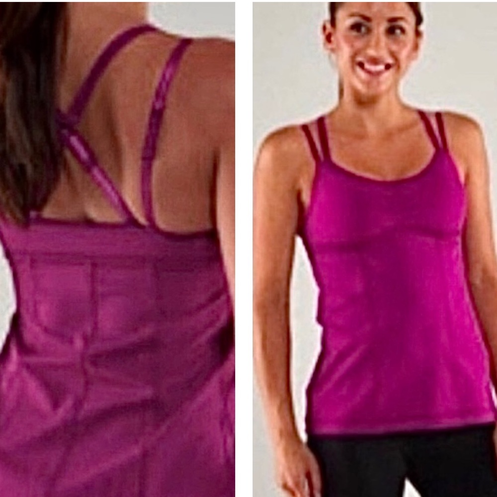 Lululemon warrior 1 tank crisscross straps size 4 dewberry pink purple